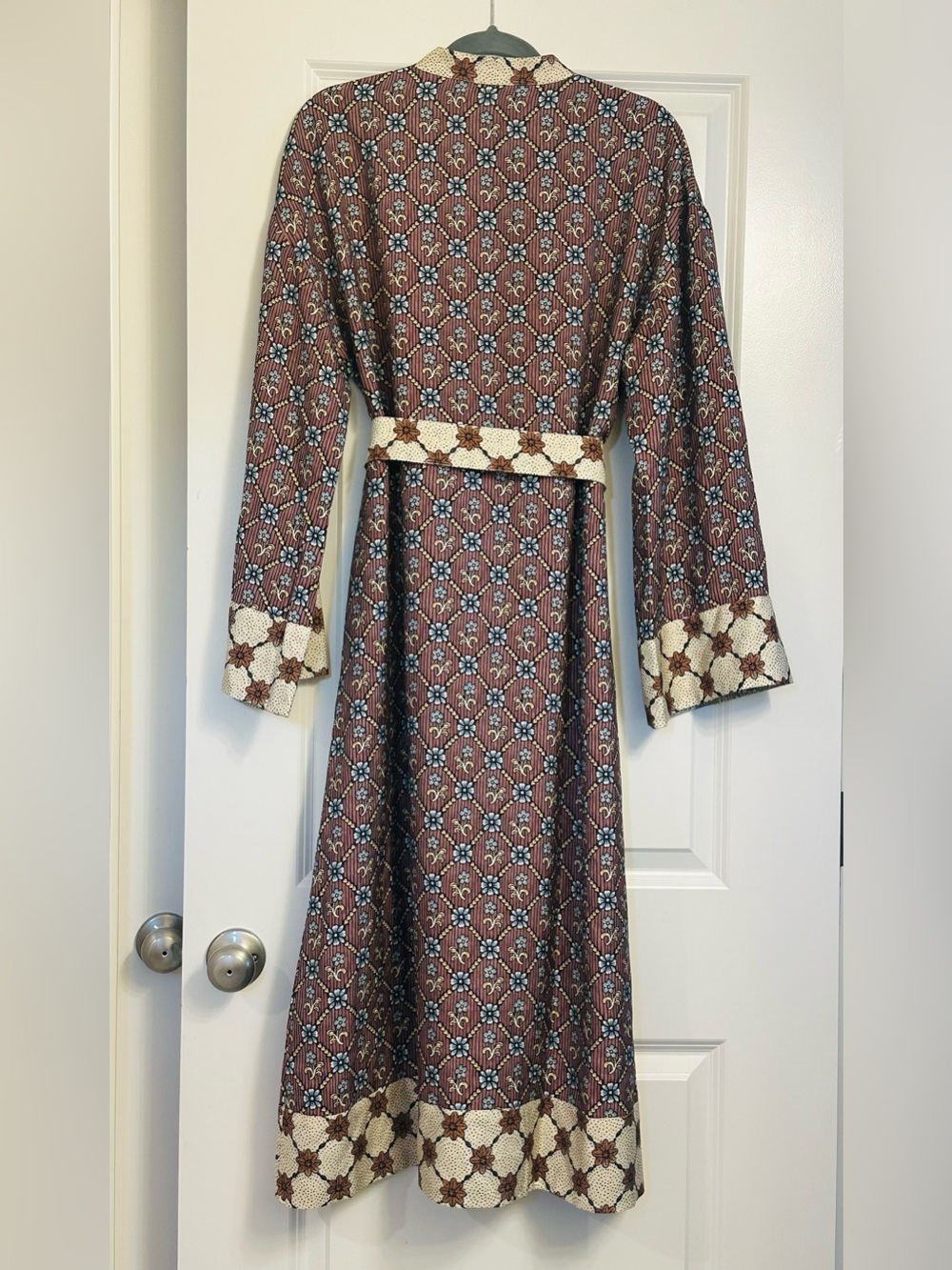 Sézane x Antoinette Poisson Dress Madder Red Heart Print Silk Blend Size 12 - Picture 4 of 14